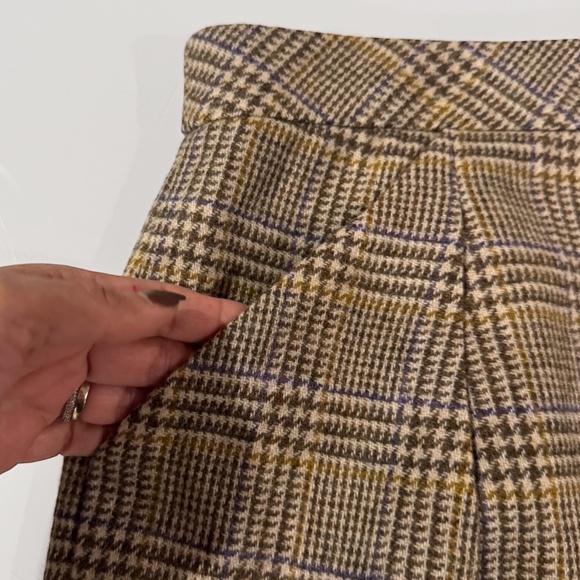 J. Crew Women's Tan/Brown 100% Wool Plaid Mini Skirt Size 12 - Picture 6 of 8